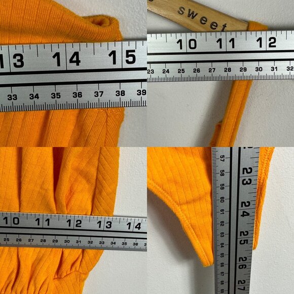 NWT Free People Marissa Bodysuit Tangerine Size XS Orange Square Neck Thong New - Picture 11 of 14